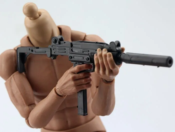 1:6 UZI пистолет-пулемет пластиковая Сборная модель-головоломка с огнестрельным ружьем для 1" солдат, экшн-фигурка, военное оружие, строительные блоки