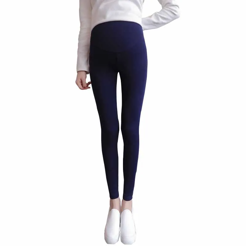 Navy Blue Новая хлопковая одежда для беременных, яркие Леггинсы для беременных женщин, штаны для беременных, черные женские enceinte ropa maternidad 47% Off - Цвет: Navy Blue