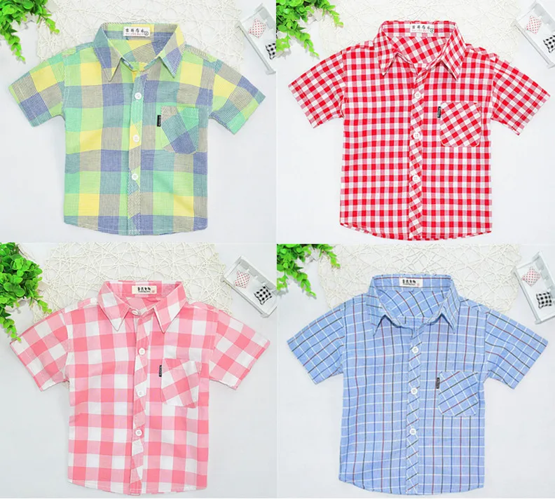 Fashion Boys Shirt New Plaid Striped Style Kids Shirts Children S Cotton Clothes Baby Boy Girls Short Sleeve Shirt Tops Blouses Shirts Aliexpress