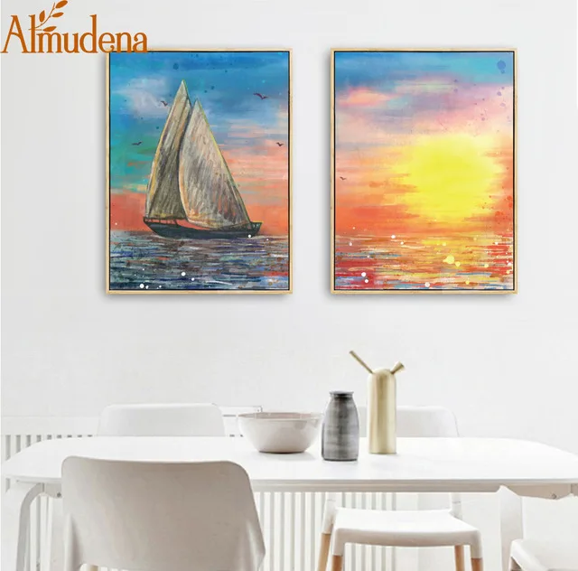 ALMUDENA-No-Frame-Retro-Oil-Canvas-Picture-Sailing-Boat-Sunset-Seascape-Painting-for-Living-Room-Home.jpg_640x640