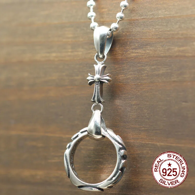 

925 sterling silver pendant jewelry punk wind wild cross round retro hip-hop personality fashion couple style to send a gift hot