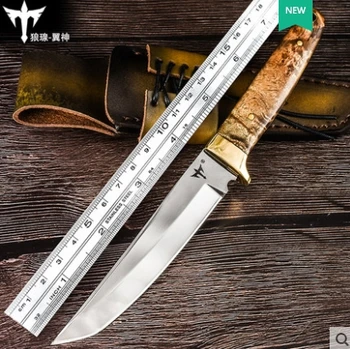 

PSRK Fixed Knife Mirror D2 Blade Wood Handle Straight Knives Camping Tactical Mini Knife Pocket EDC Survival Hunting Tools