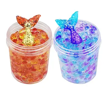 

2Pcs/Set Mermaid Tail Slime Mud Clay with Fishbowl Beads Stress Reliever Toy