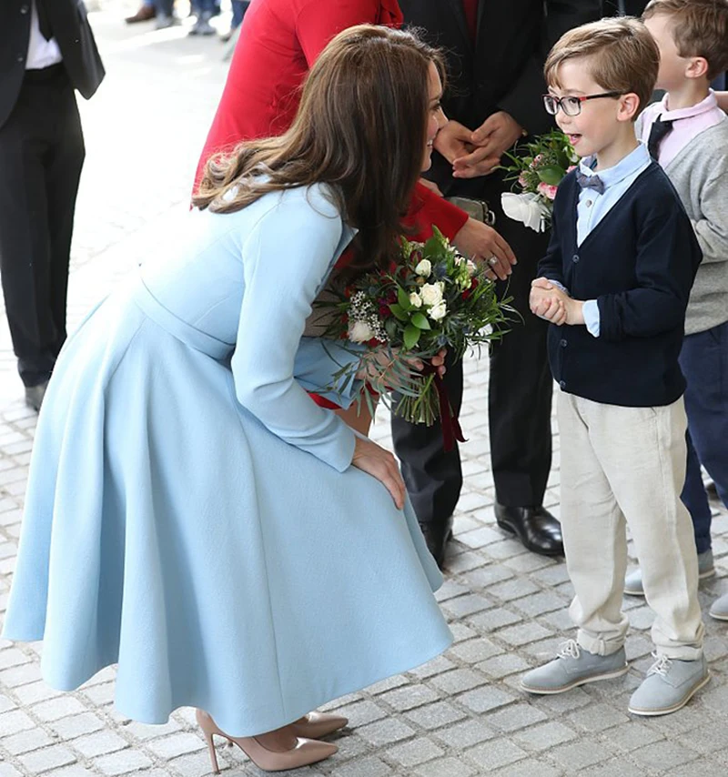 Kate Middleton Princess Женское пальто новое Плиссированное пальто с длинным рукавом и отложным воротником E16888