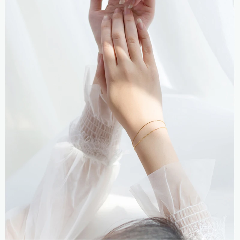 INZATT Real 925 Sterling Silver Minimalist Bracelet For Elegant Women Party Classic Double Chain Fine Jewelry 2019 Accessories - Image 6