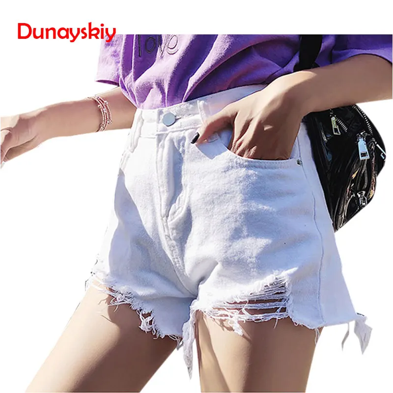 

Women Denim Shorts Female High Waist Summer 2019 New Casual Black Raw Students Wild Outside Travel Party Wear Black Blue White