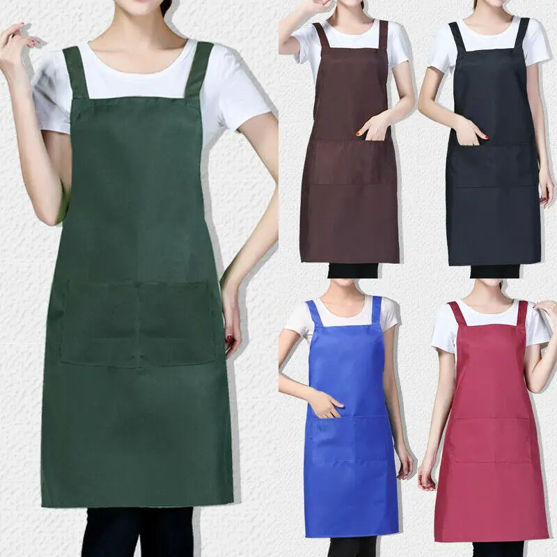 

New H Strap Plain Unisex Cooking Catering Work Apron Tabard with Double Pocket Extended Version Unisex Catering Work Apron New