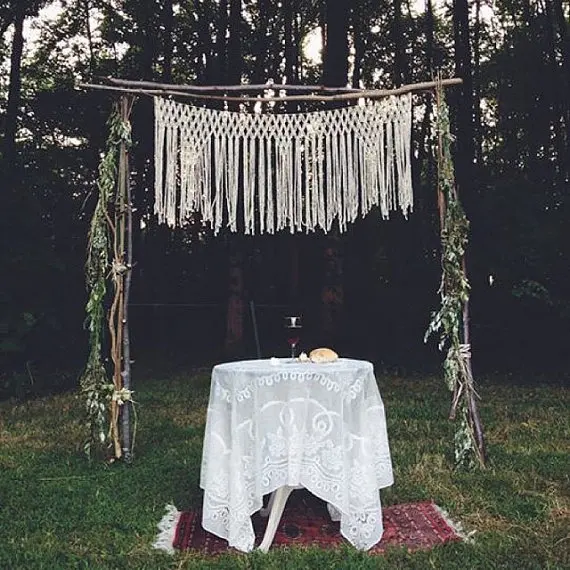 

114cm x 66cm Macrame Altar Hanging for Rustic Outdoor Wedding Ceremony Decor