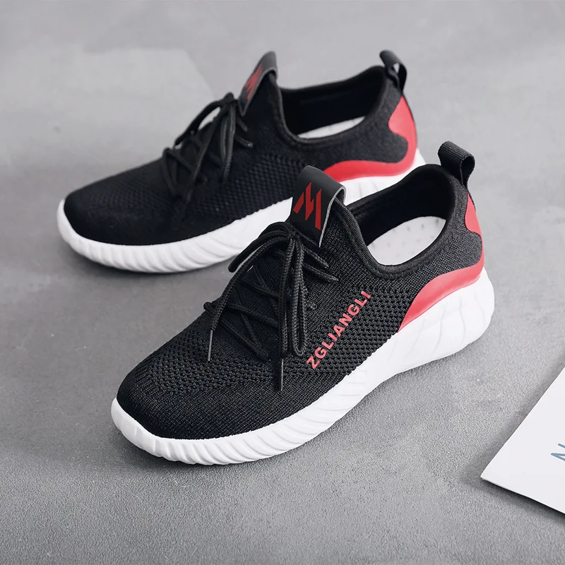 

Summer Solid Sneaker Student Women Shoes Casual Round Toe Lace-Up Breathable PU Leather Mesh Upper Flat Sport Female Shoes