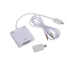 VGA Video Adapter Micro USB to VGA adapter Converter Cable with 3.5mm Audio Cable For Samsung HTC LG Mobile Phone