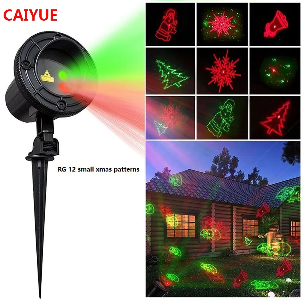 

Christmas Laser Lights Outdoor Projector Motion 12 Xmas patterns Waterproof IP65 RF Remote for Garden Landscape Decoration