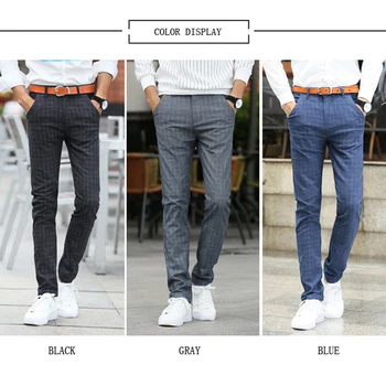 

Lattice Men's trousers men's casual pants Casual trousers Slim straight Autumn Men's Autumn Plaid Pants Casual Men's Trousers