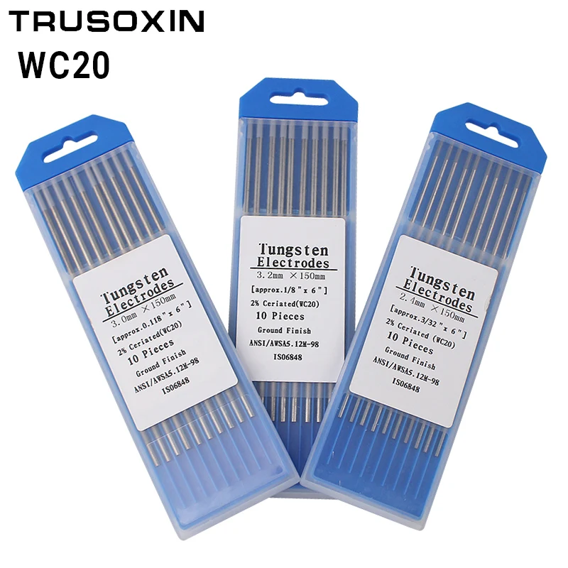 

10pcs gray color code 1.6/2.0/2.4/3.0/3.2/4.0*150mm cerium tungsten electrode head tungsten needle/wire for TIG Welding Machine
