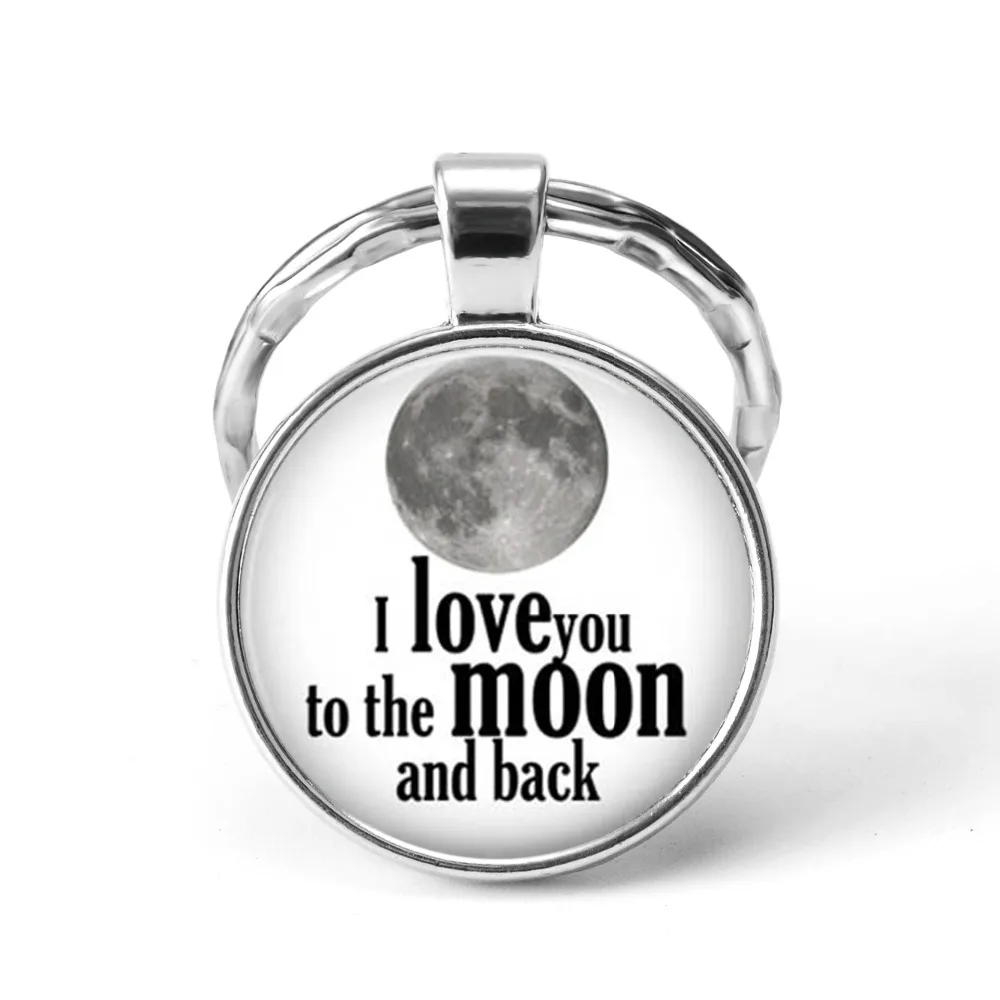 I Love You To The Moon and Back брелок для ключей Valentine's Jewelry стеклянный кулон пар подарок