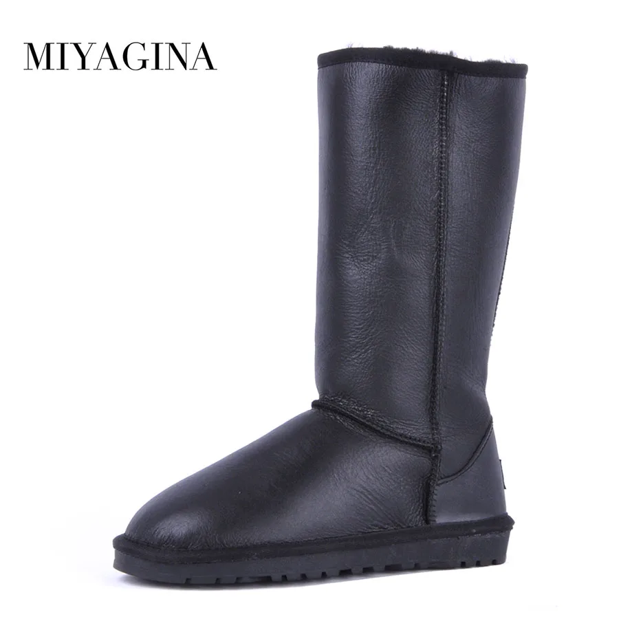 Kopen 2018 Fashion Botas Mujer Echt Schapenleer vrouwen Snowboots 100% Natuurlijke Bont Winter Laarzen Waterdichte Vrouwen Lange Laarzen