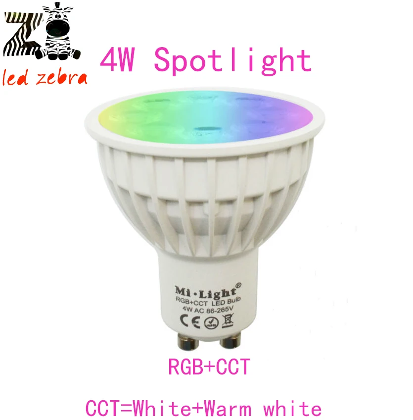 

mi.light 2.4G GU10 4w RGB+CCT led bulb lamp,4w rgb+white+warm white led dimmable spotlight AC85-265V