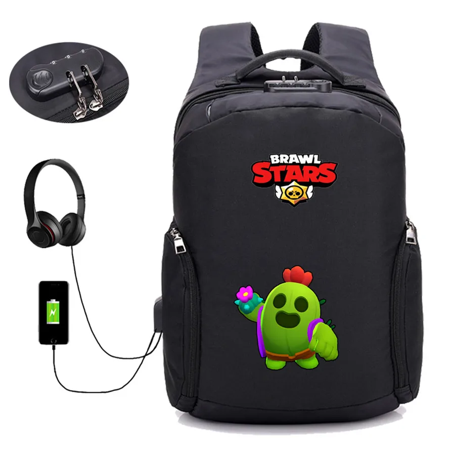 

Game Brawl Stars Backpack USB Charging Anti-theft Backpack student bookBag women men Teenager Travel package