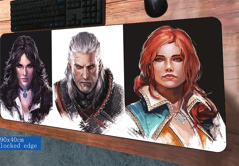 

witcher mouse pad 900x400mm mousepads large best gaming mousepad gamer HD print personalized mouse pads keyboard pc pad