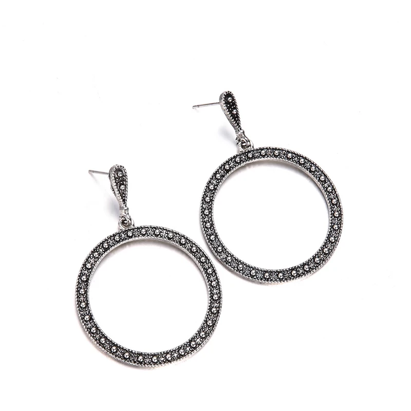 Women New Fashiom Simple Crystal Rhinestone Hoop Earrings Ladies
