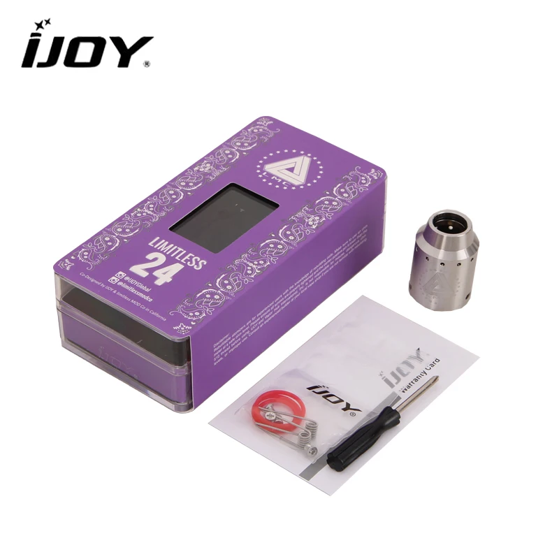 

Original IJOY Limitless 24 RDA Tank LMC Adjustable Airflow Rebuildable Dripping Atomizer 2 Post Gold-Plated Build Deck for Mod