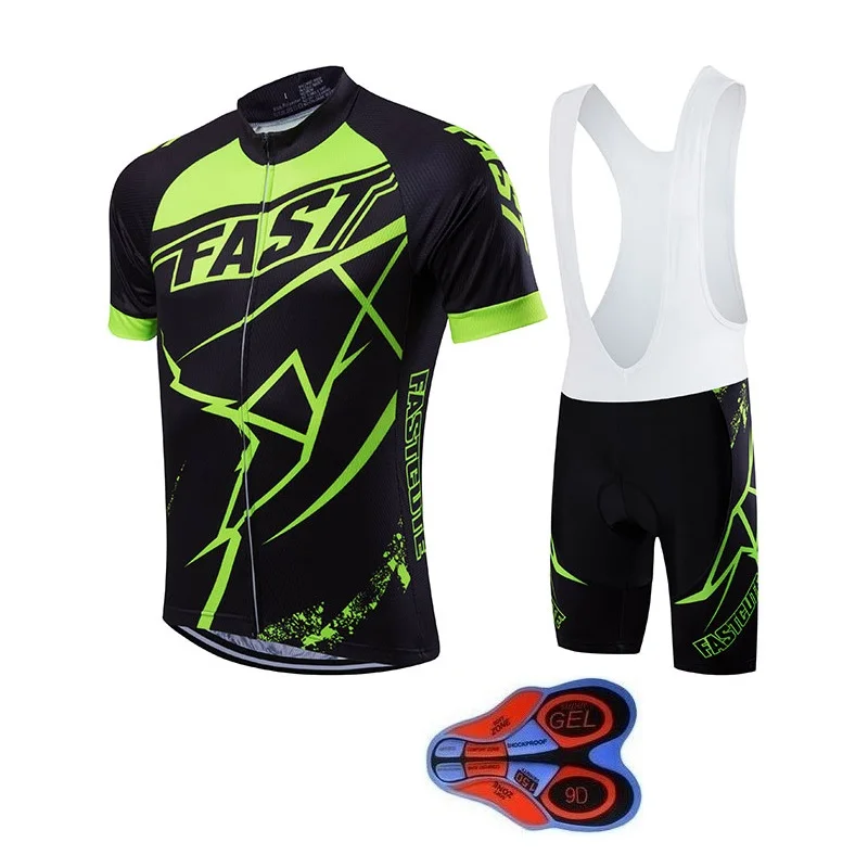 

2019 Brand New MTB 9D GEL jersey Fluorescent-Blue Black Cycling Clothing Quick-Dry Short Sleeve Racing Bicycle Jersey Sportwear