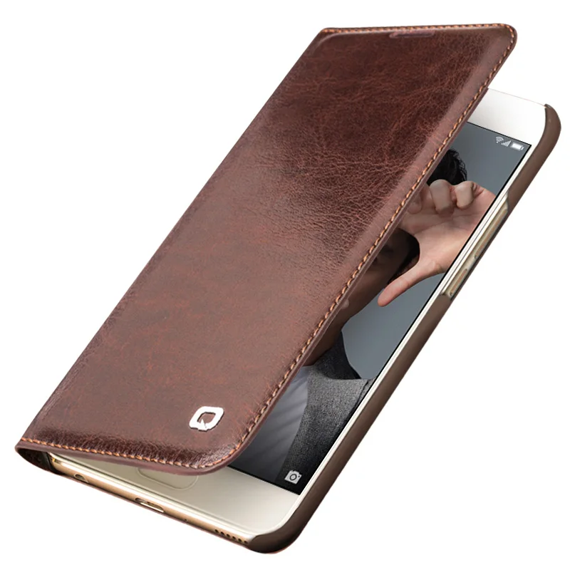 

QIALINO Genuine Leather Case for Huawei honor 9 Handmade Wallet Flip Bag Cover for Huawei Honor 9 Luxury Ultra Slim Flip Case