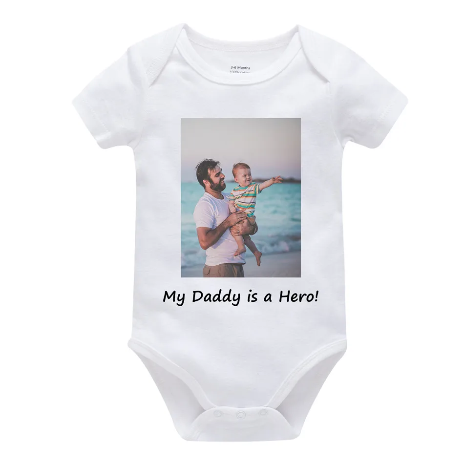 

Kavkas New Infant Baby Footies Newborn Baby Unisex Custom Jumpsuit Onesies Letters Photos Personalized Printed Toddler Clothing
