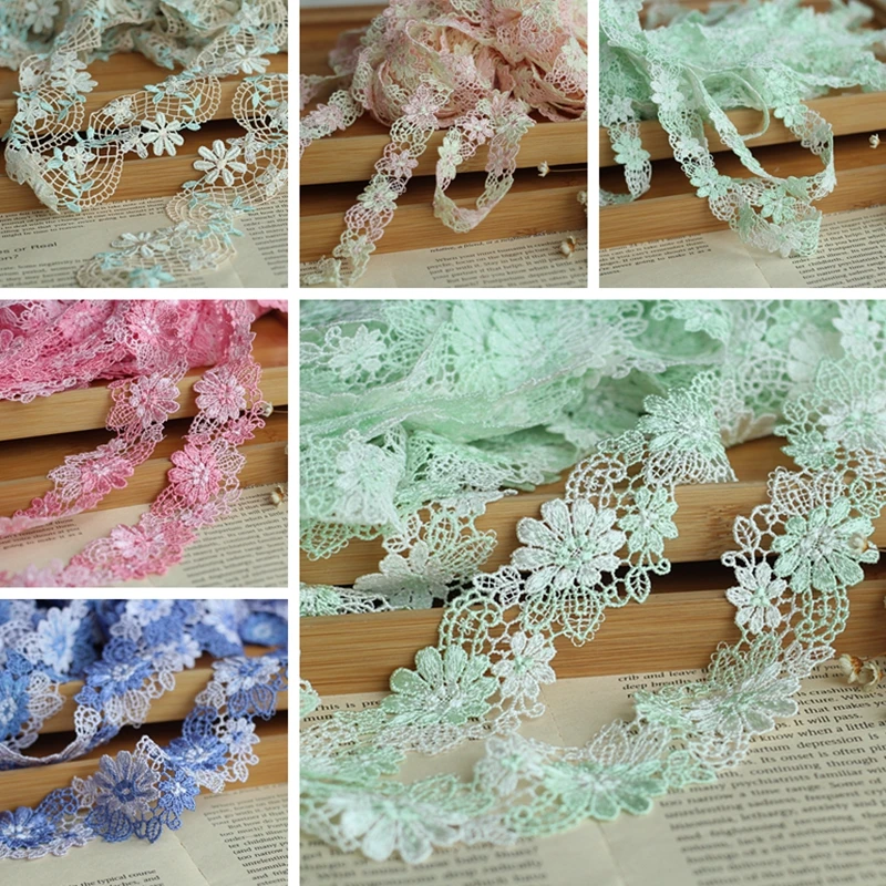 

MLAEY 2y/lot Venise Lace Trim, Lace Fabric ,Rose Appliques Lace Ribbon , Alter Couture Supplies Vintage Style