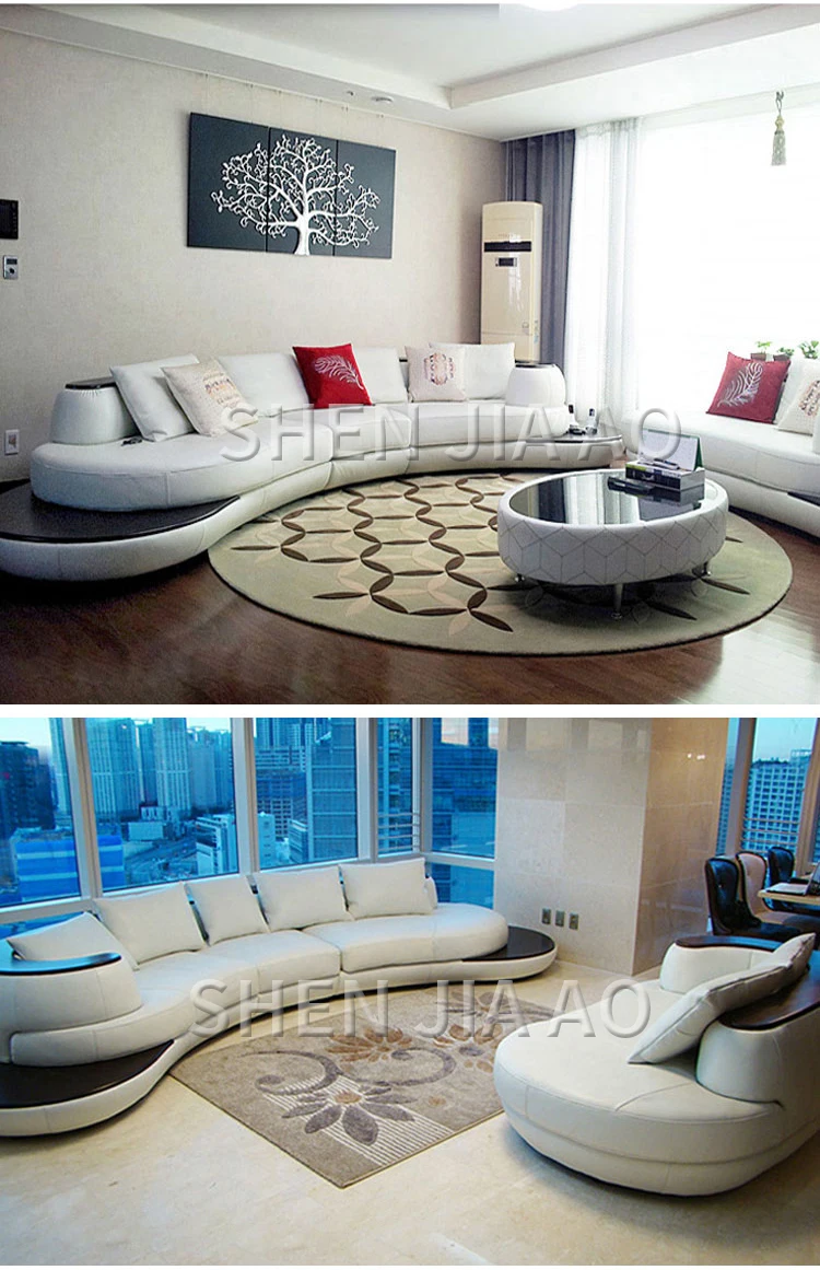 Многофункциональный изогнутый кожаный диван для гостиной современный минималистский стиль первый слой кожаный диван 1 шт