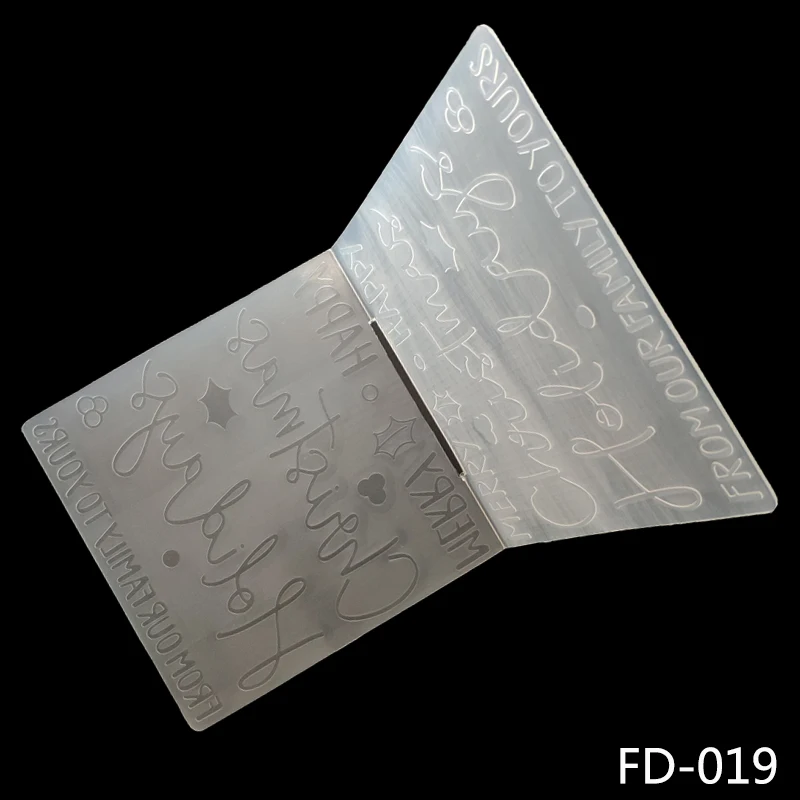 

2019 New Arrival Merry Happy design DIY paper-cutting mold scraping plastic embossing folder clip/crafts