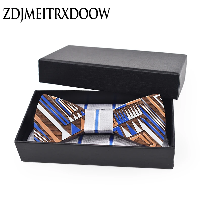  Fashion Men Bow tie 16mm Cufflinks Pocket Squares Set Man Bowtie Handkerchief Set For Wedding Vinta