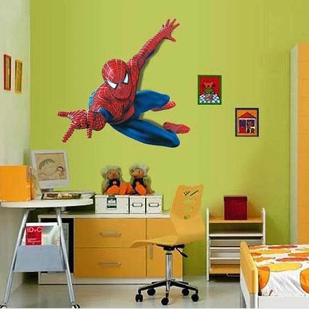 110*90cm Large 3D Cartoon Spiderman Hero Wall Stickers Removable Vinly