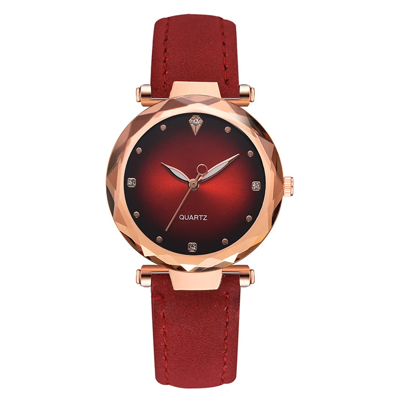Новые модные женские часы-браслет кожаные Наручные часы женские повседневные платья женские кварцевые женские часы для женщин Montre Femme - Цвет: red
