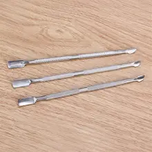 1 шт. из нержавеющей стали, для кутикулы для удаления двухсторонний палец толчок для сухой кожи ложечка для Ногтей Pusher Маникюр Педикюр Уход И...(China)