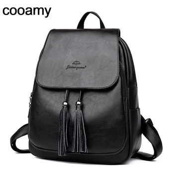 Women Pu Leather Backpacks Tassel Mochila Feminina Rucksack Mochilas Mujer Shoulder School Bags For Teenage Girl Travel Backpack women leather backpack pink bolsas mochila feminina large girl schoolbag travel bag genuine leather lady backpacks candy color