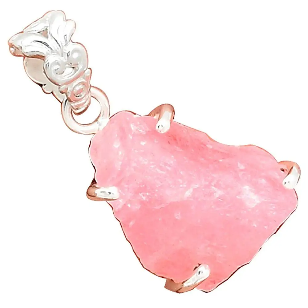 

Lovegem MORGANITE ROUGH Pendant 925 Sterling Silver, 32 mm, AP2796