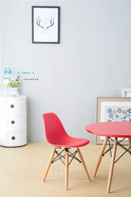 Детское деревянное основание, минималистичное современное детское кресло, пластик и дерево, ножки, обеденные современные кресло и стул, 1 шт - Цвет: red