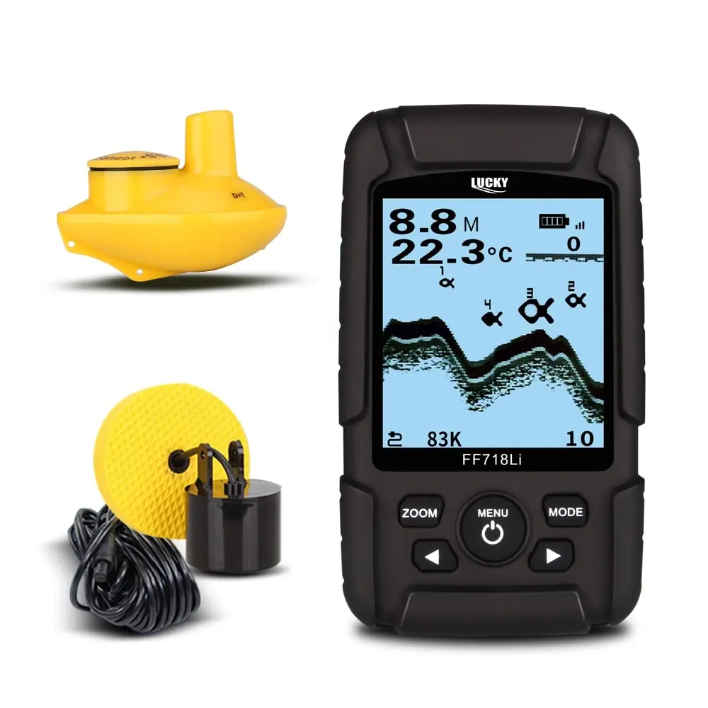 

LUCKY FF718LiD Wireless Fish Finder 200KHz/83KHz Dual Sonar Frequency Sonar & Wired Transducer Alarm Fish Detector Waterproof