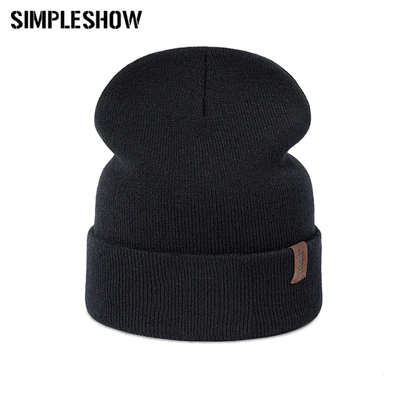

SIMPLESHOW Women's Casual Winter hat Men Knit Plus Velvet Cotton Cap Unisex Adult Letters Skullies Beanies Winter Women Hat