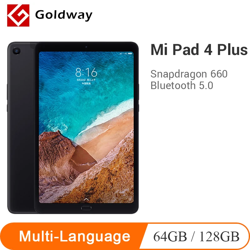 

Original Xiaomi Mi Pad 4 Plus 64GB/128GB Tablets 4 Snapdragon 660 AIE Mi Pad 4 8620mAh 10.1'' 16:10 1920x1200 Screen 13MP Camera