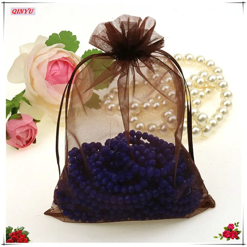 100pcs 14*19CM gift bags for jewelry bags packaging Organza Bag drawstring bag wedding/woman travel storage display pouches 7Z