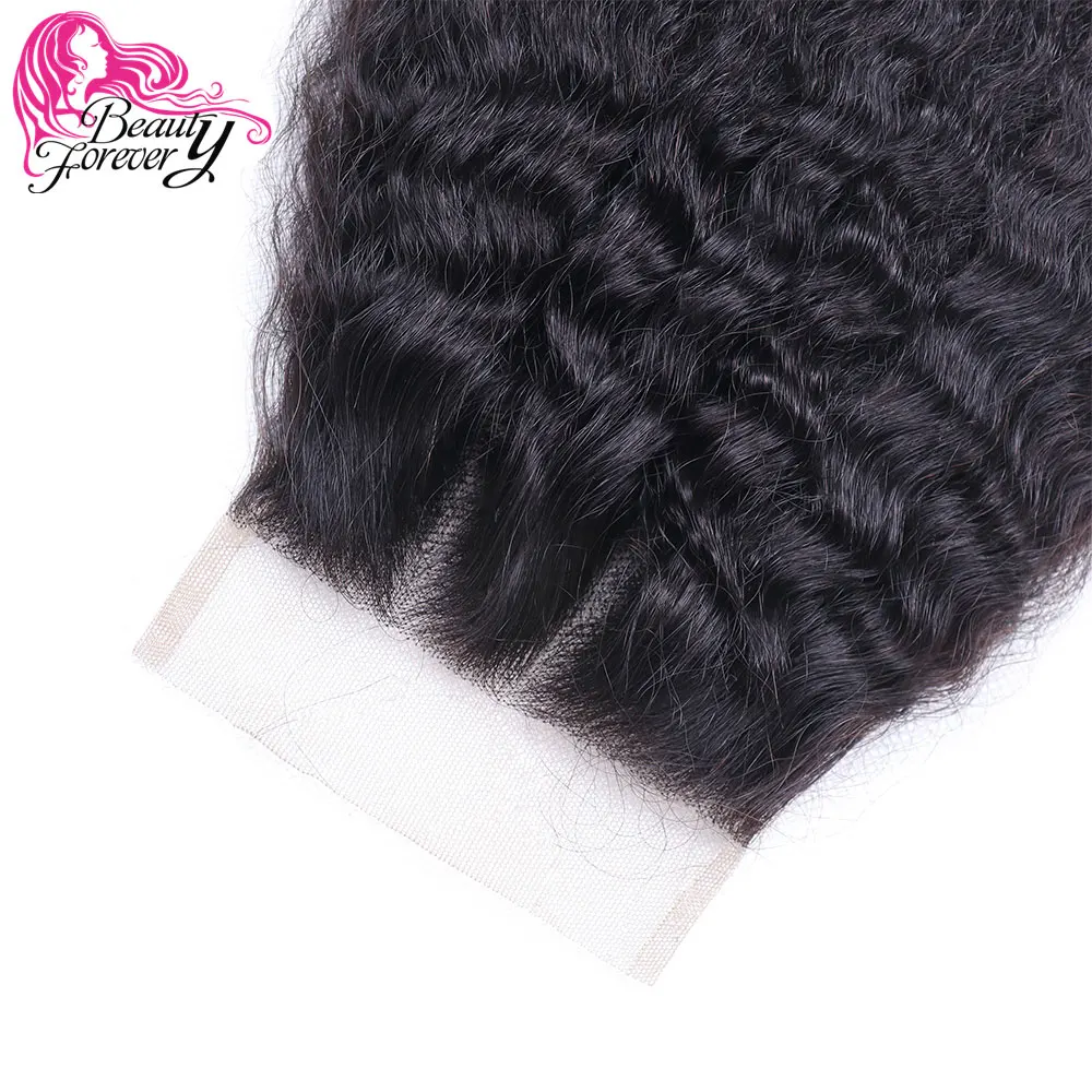 Beauty forever Kinky прямые волосы пучки с закрытием бразильские яки человеческие волосы пучки с закрытием 4x4 часть remy Волосы