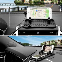 Аксессуары Многофункциональный автомобильный навигационный Мобильный Телефон Противоскользящий коврик USB зарядное устройство для Jaguar xf xe x-type xj s-type f-pace XFR