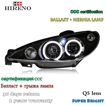 

Hireno Headlamp for 2004-2008 Peugeot 206 Headlight Assembly LED DRL Angel Lens Double Beam HID Xenon 2pcs