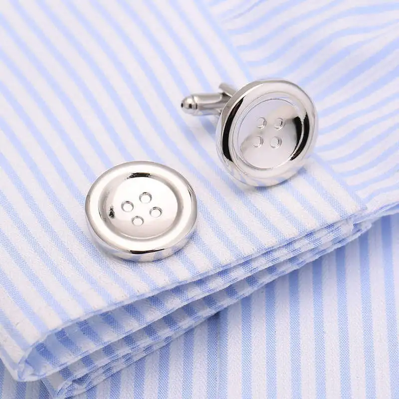 New Button Cufflinks Metal Cuff links Brass French Shirt Cufflinks