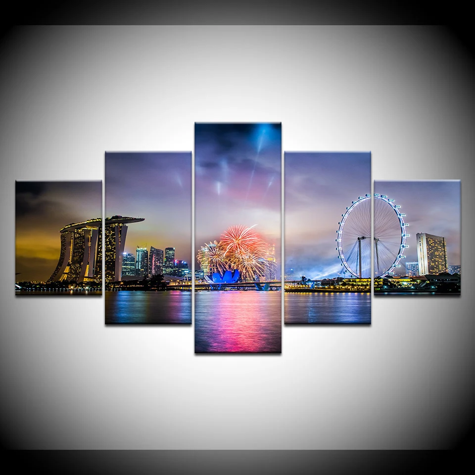 DUBAI NIGHT MODERN ART PICTURE PRINT ON WOOD FRAMED CANVAS WALL ART DECORATION