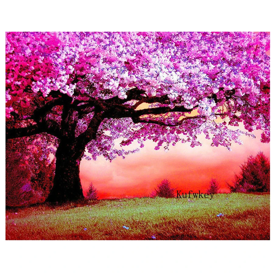 

Needlework,5d diy diamond painting cross stitch,sakura tree pattern diamond embroidery mosaic home decorative pasted 3d picture