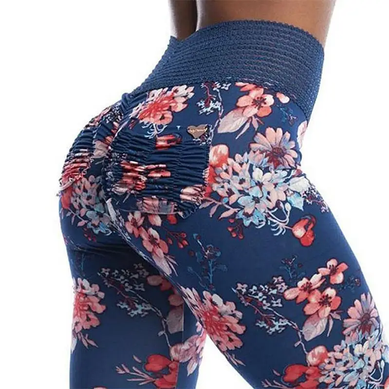 NCLAGEN New Camo Scrunch Booty Leggings Slim Fit Woman Capris High Waist Yogaing Pant Camouflage Butt Leggings - Color: ZC1929 Blue