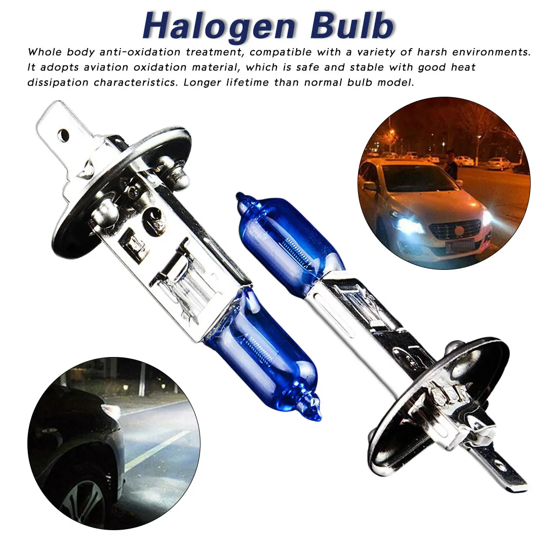 Tonewan lâmpada halógena h1 12 v 100 w 5500-6000k 800lm farol do carro azul escuro de vidro de quartzo lâmpada de luz auto super branco (2 pces)