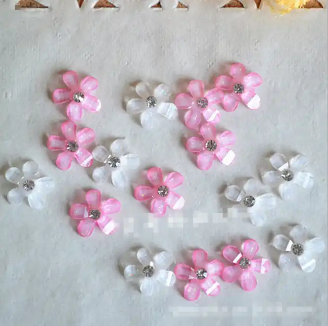 10pcs x Small Sparkly Hot Pink AB Resin Bows Flatback Embellishment Cabochon